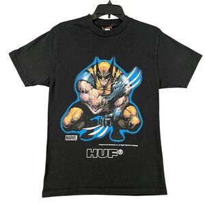 Marvel HUF T-Shirt Men S Wolverine Graphic Short Sleeve Black Skate Tee